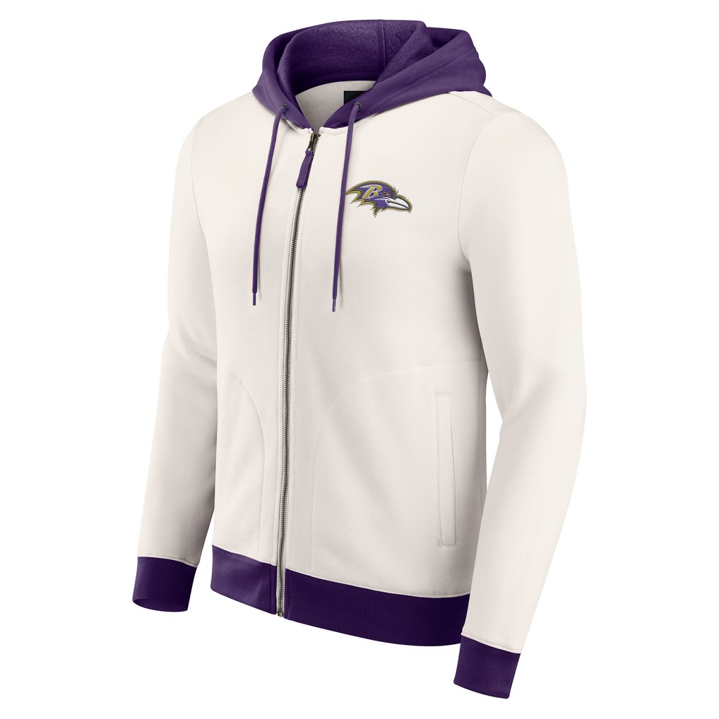 Baltimore Ravens Darius Rucker Collection by Fanatics Distressed Graphics Full-Zip Hoodie - Cream