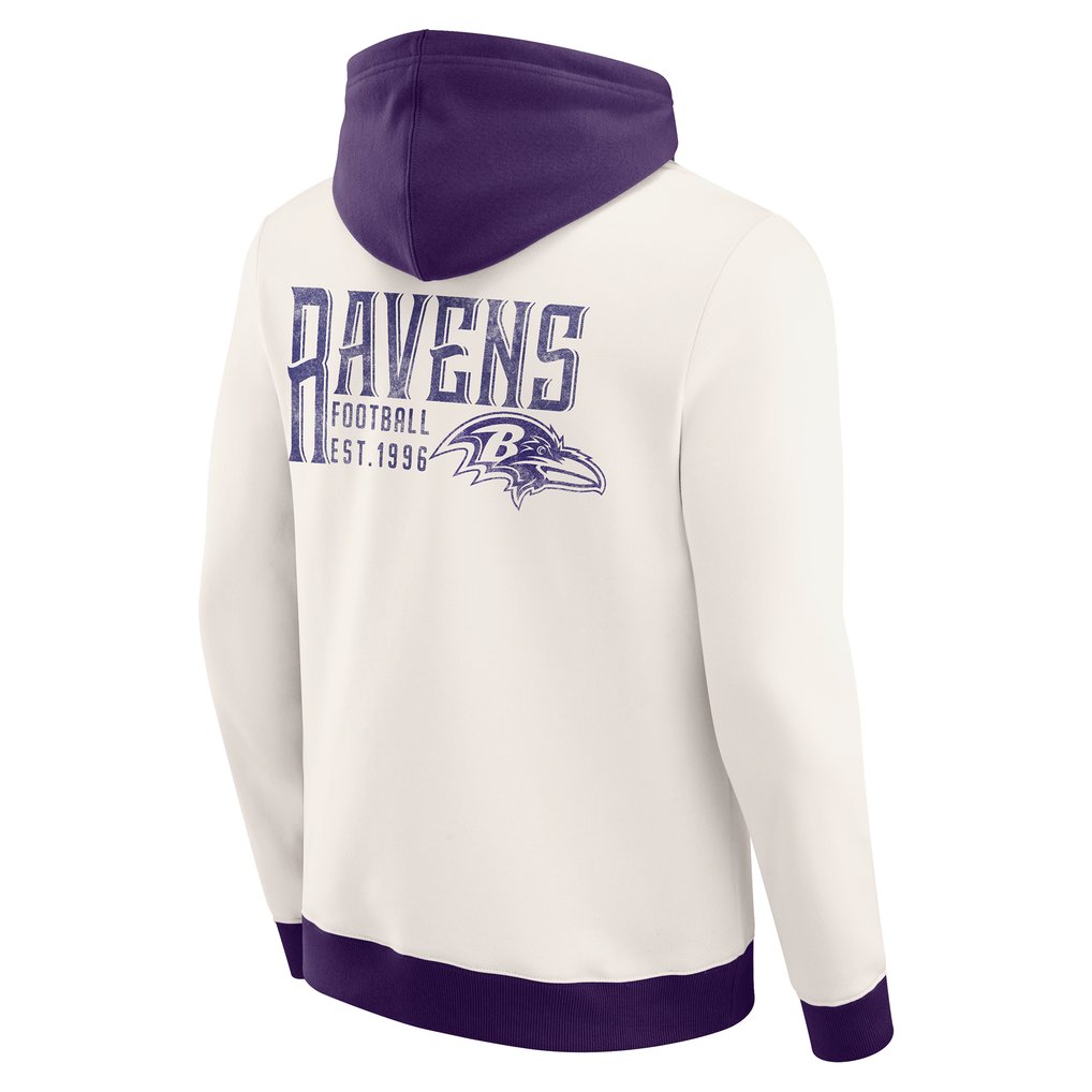 Baltimore Ravens Darius Rucker Collection by Fanatics Distressed Graphics Full-Zip Hoodie - Cream