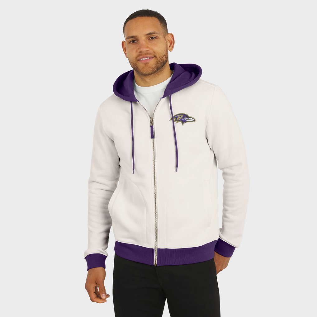 Baltimore Ravens Darius Rucker Collection by Fanatics Distressed Graphics Full-Zip Hoodie - Cream