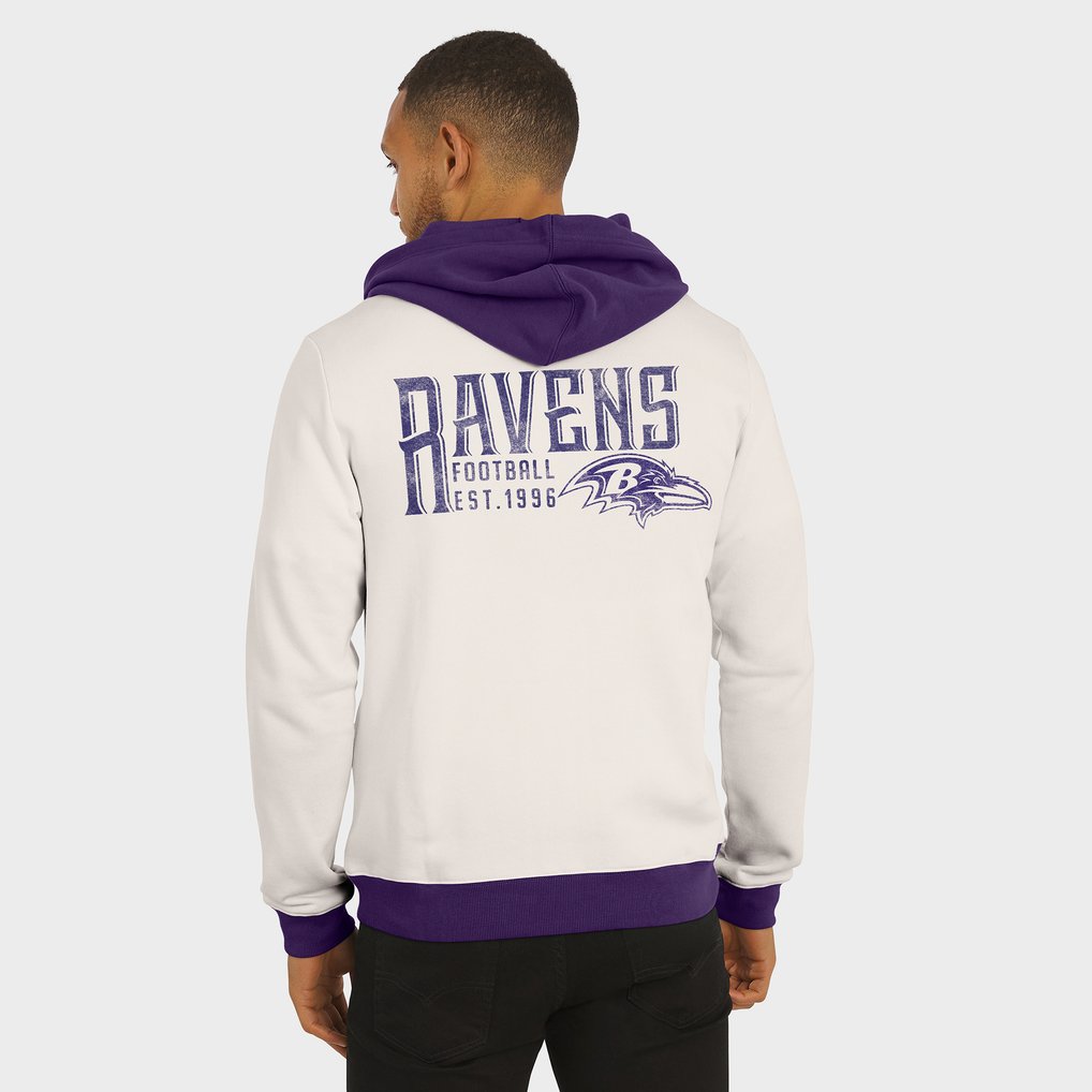 Baltimore Ravens Darius Rucker Collection by Fanatics Distressed Graphics Full-Zip Hoodie - Cream