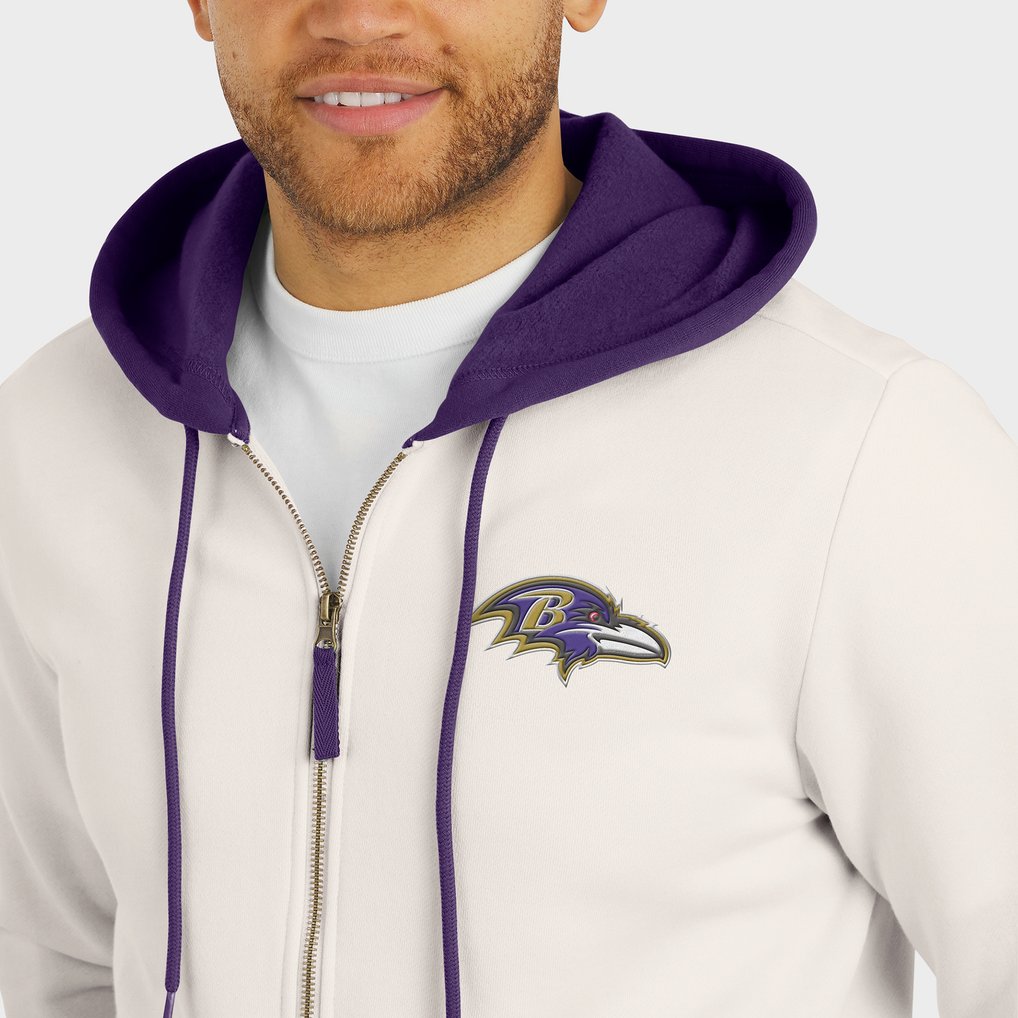 Baltimore Ravens Darius Rucker Collection by Fanatics Distressed Graphics Full-Zip Hoodie - Cream