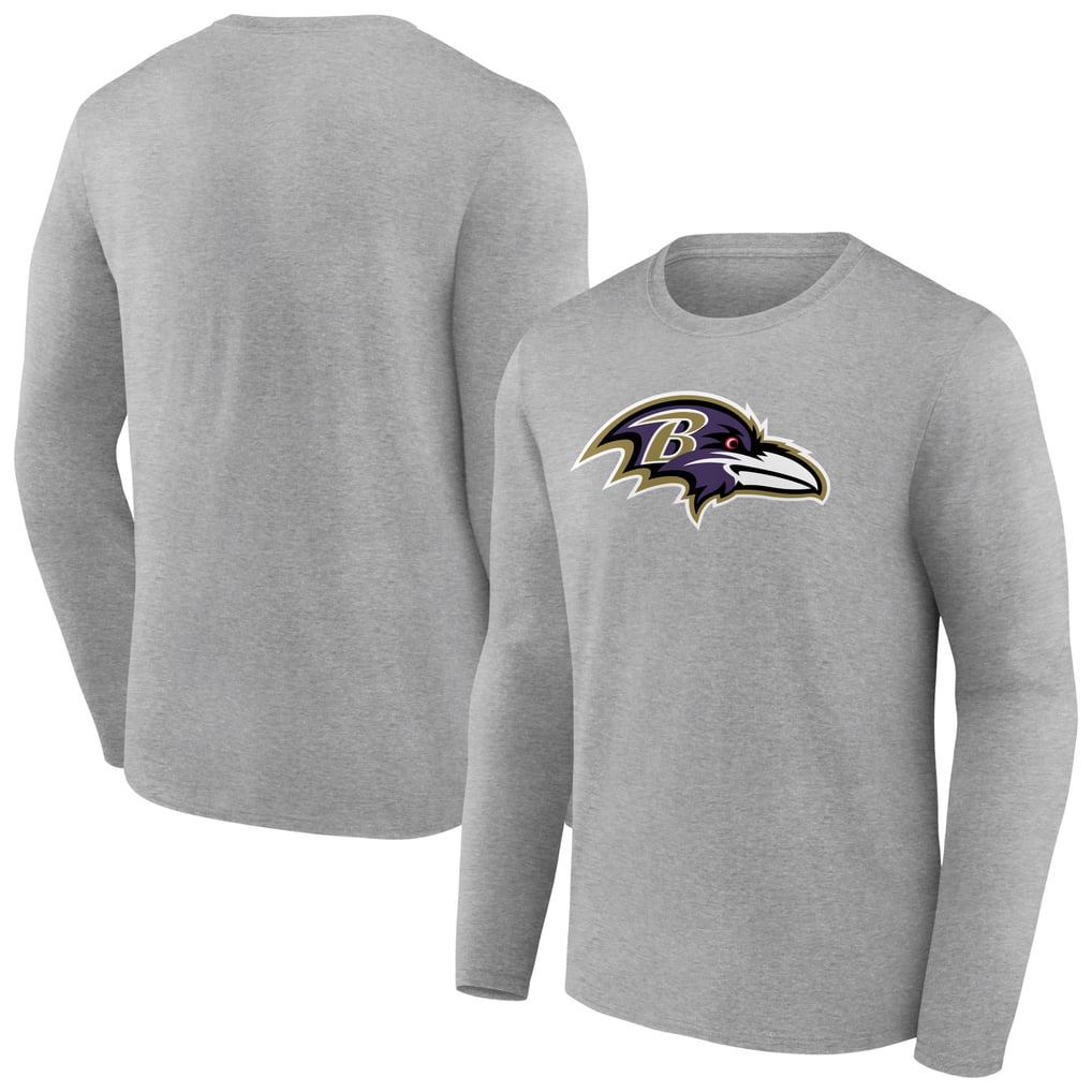 Baltimore Ravens Primary Team Logo Long Sleeve T-Shirt - Heather Gray