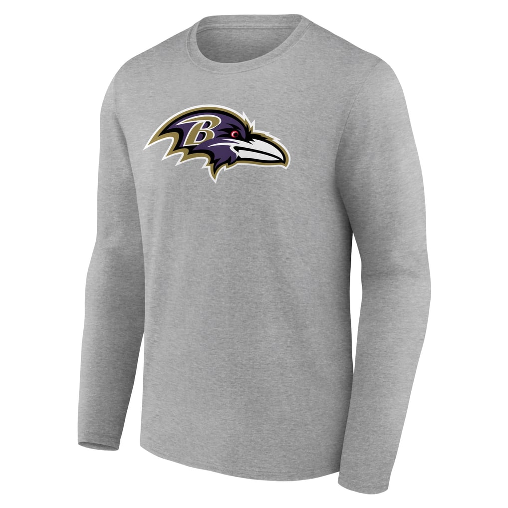 Baltimore Ravens Primary Team Logo Long Sleeve T-Shirt - Heather Gray