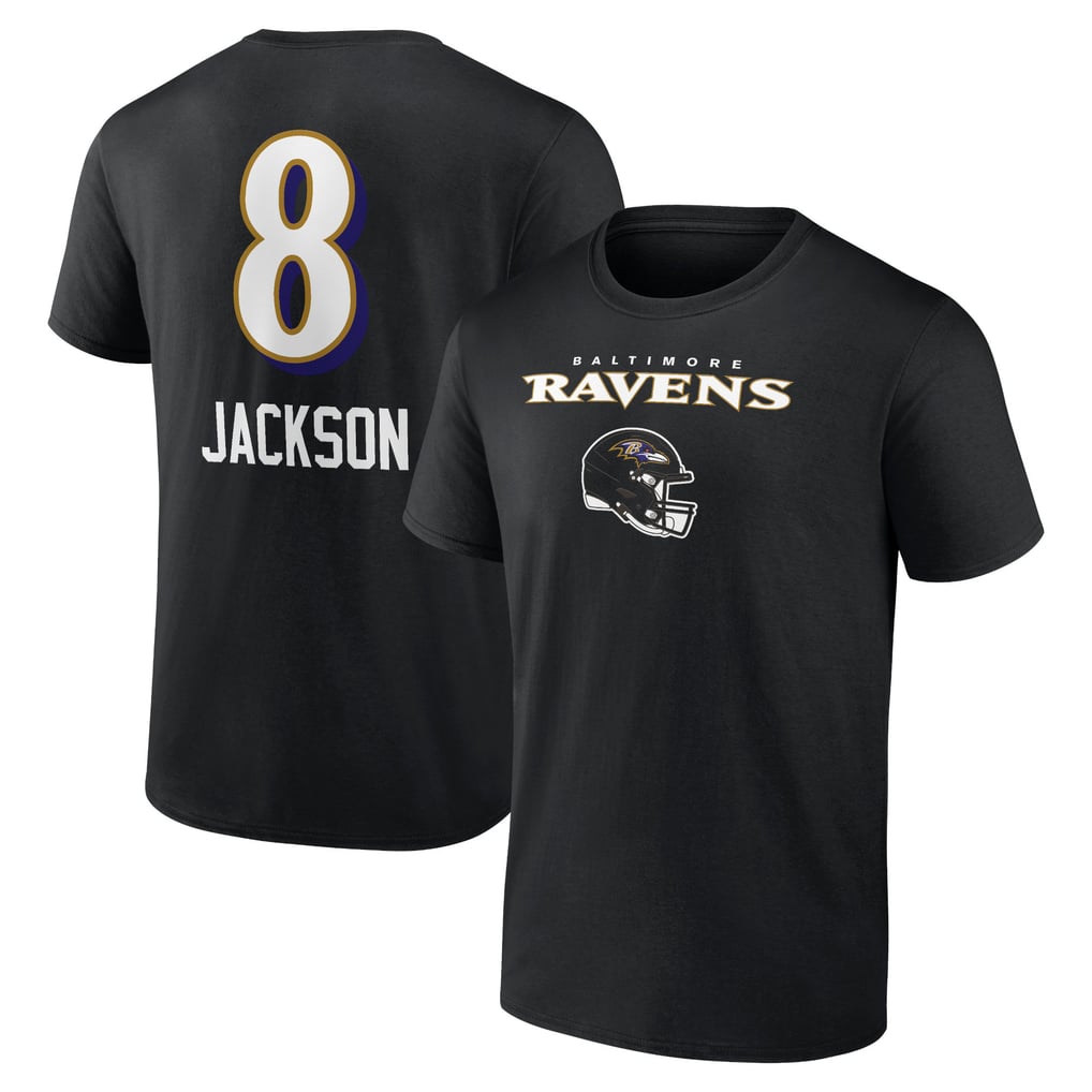 Lamar Jackson Baltimore Ravens Team Wordmark Name & Number T-Shirt - Black