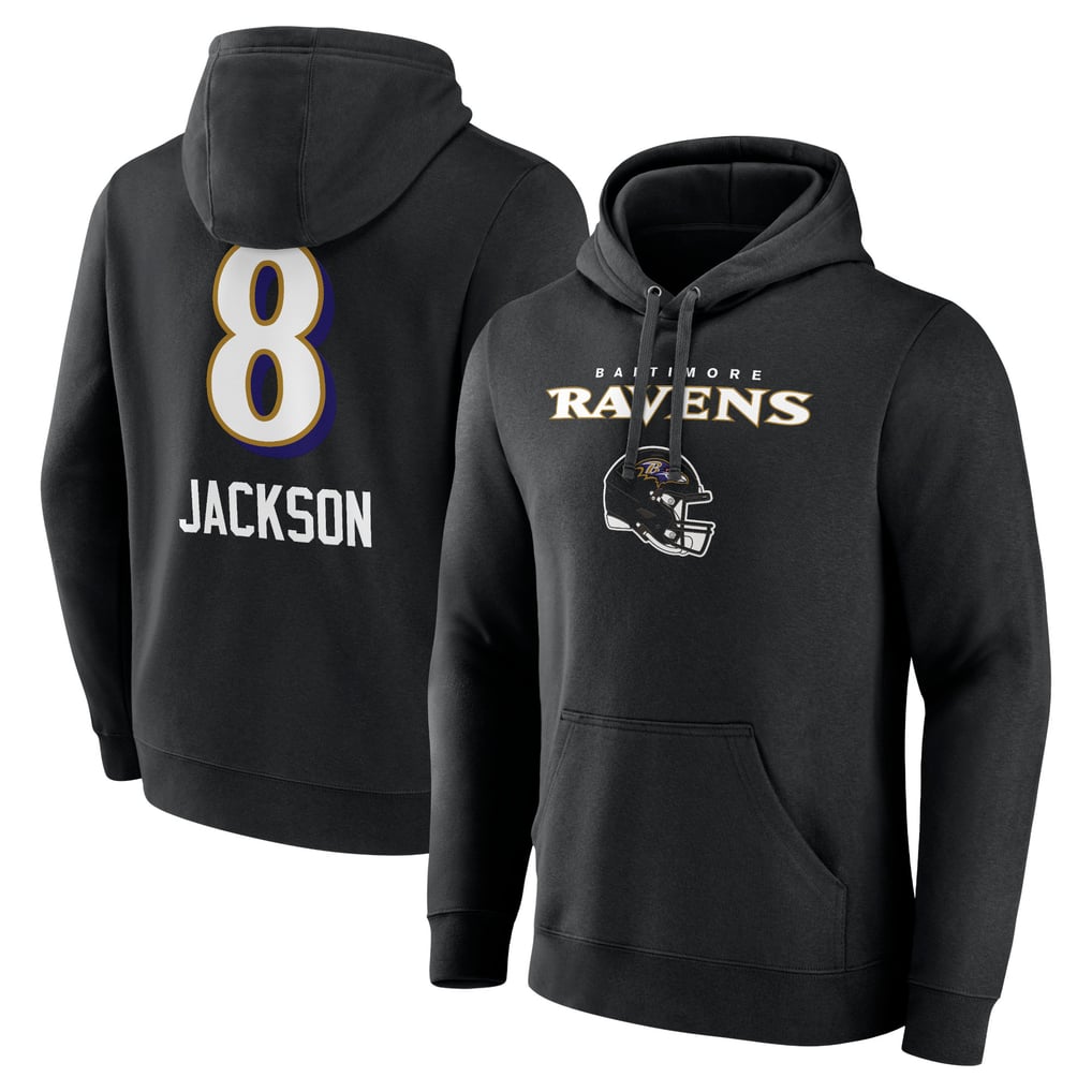 Lamar Jackson Baltimore Ravens Team Wordmark Pullover Hoodie - Black