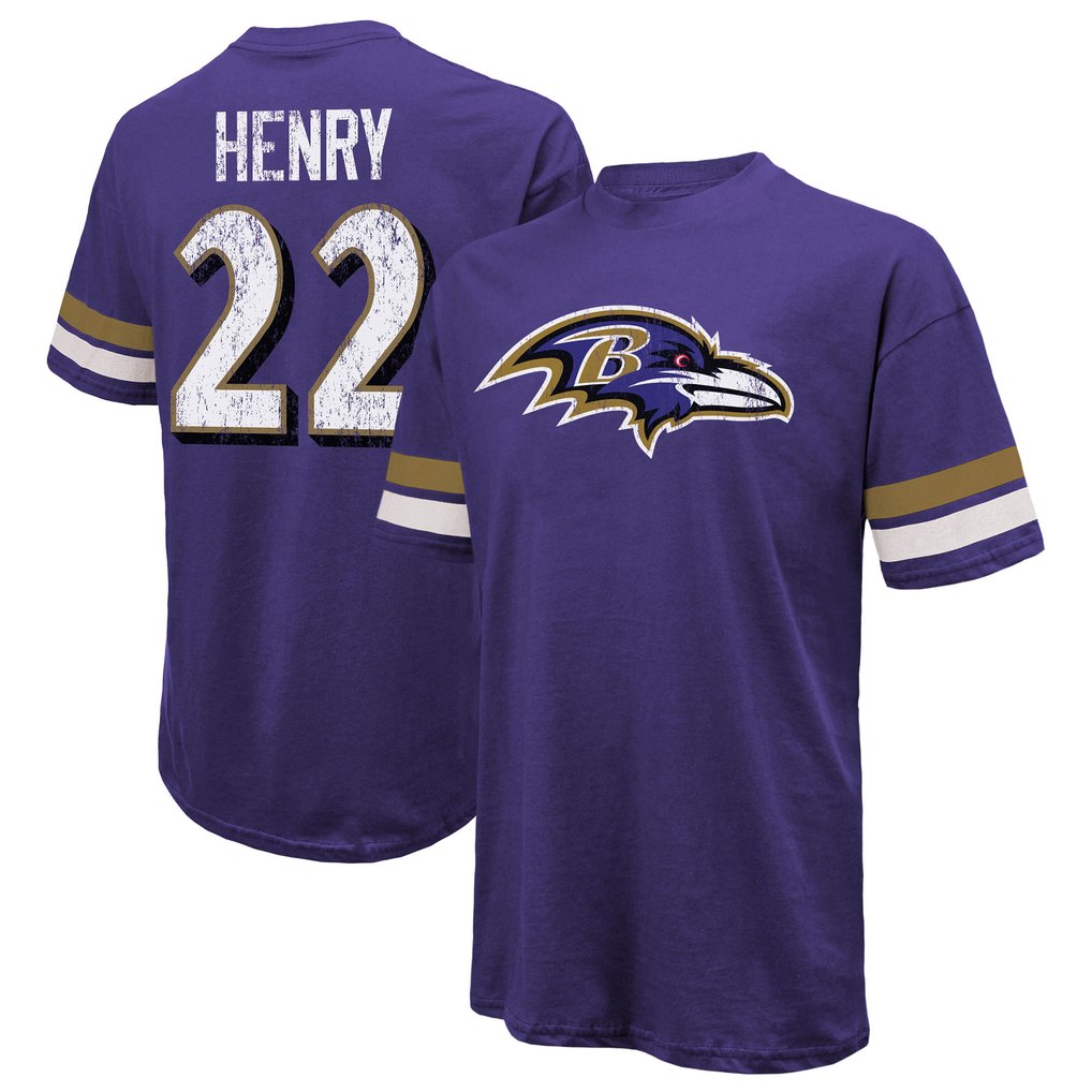 Derrick Henry Baltimore Ravens Majestic Threads Name & Number Oversized T-Shirt - Purple