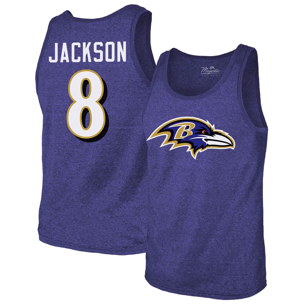 Lamar Jackson Baltimore Ravens Majestic Threads Tri-Blend Player Name & Number Tank Top - Purple