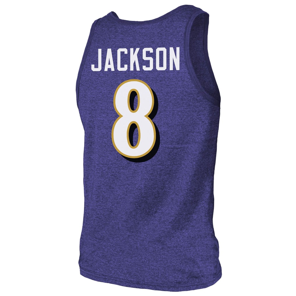 Lamar Jackson Baltimore Ravens Majestic Threads Tri-Blend Player Name & Number Tank Top - Purple