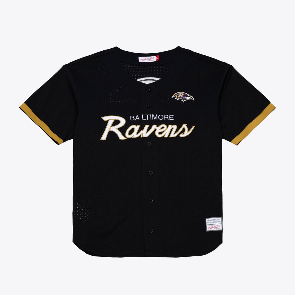  Baltimore Ravens Mitchell & Ness Head Coach Mesh Full-Button Fashion Jersey - Black