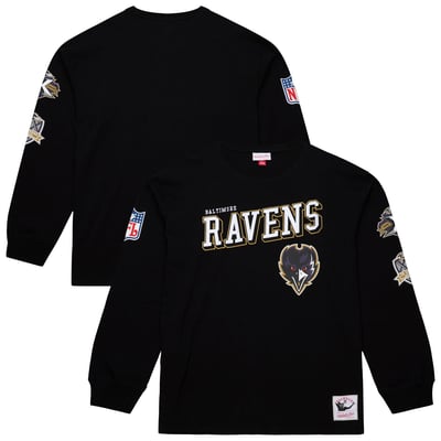  Baltimore Ravens Mitchell & Ness Training Camp Vintage Logos Long Sleeve T-Shirt - Black
