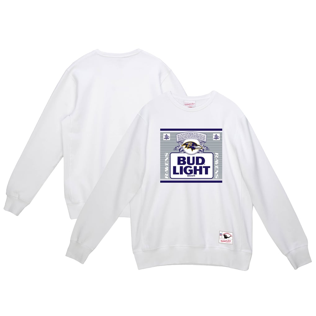 Baltimore Ravens Mitchell & Ness x Bud Light The Crest Pullover Sweatshirt - White
