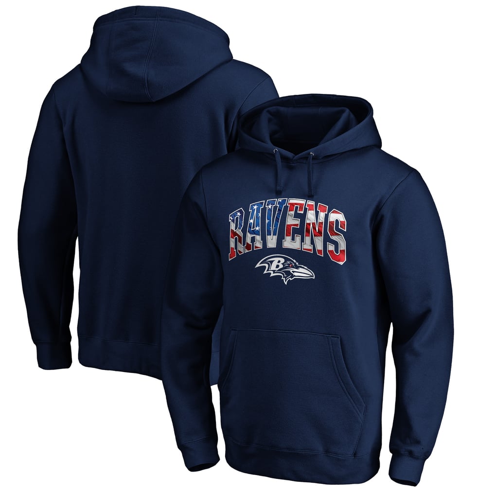 Baltimore Ravens Banner Wave Fitted Pullover Hoodie - Navy