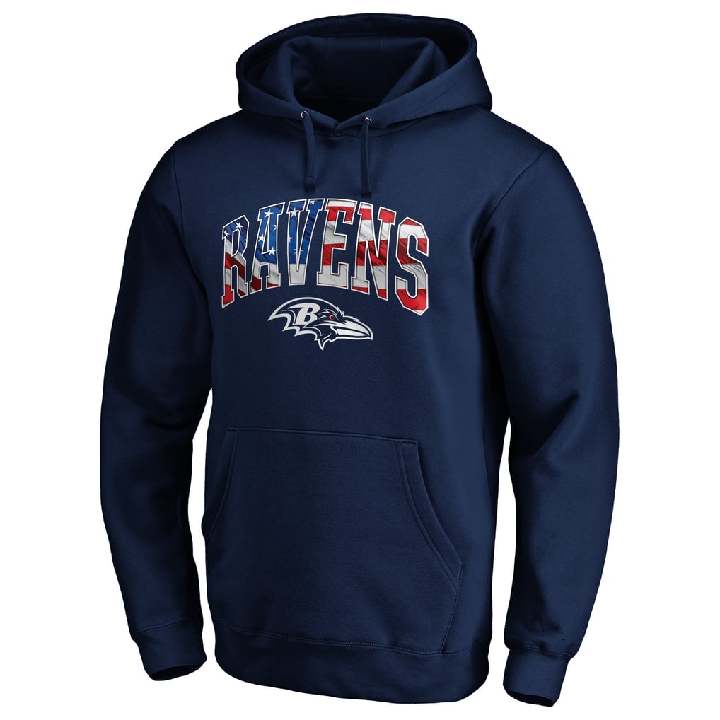 Baltimore Ravens Banner Wave Fitted Pullover Hoodie - Navy
