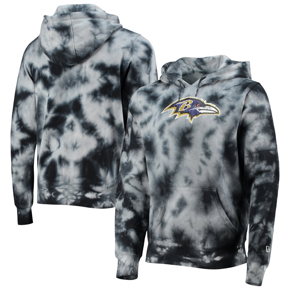 Baltimore Ravens New Era Tie-Dye Pullover Hoodie - Black