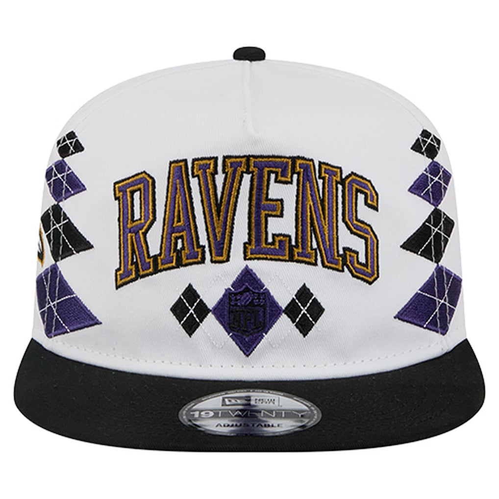  Baltimore Ravens New Era Argyle 19TWENTY Adjustable Hat - White