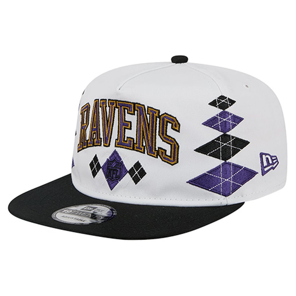  Baltimore Ravens New Era Argyle 19TWENTY Adjustable Hat - White
