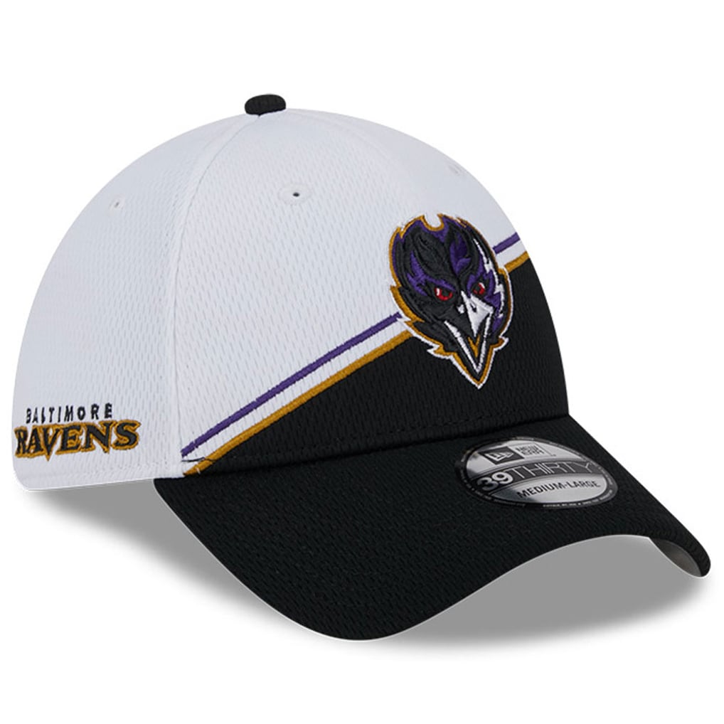  Baltimore Ravens New Era 2023 Sideline 39THIRTY Flex Hat - White/Black