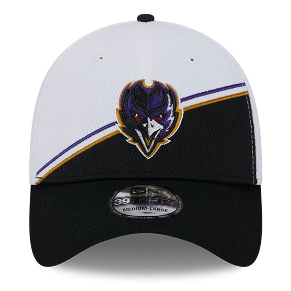 Baltimore Ravens New Era 2023 Sideline 39THIRTY Flex Hat - White/Black