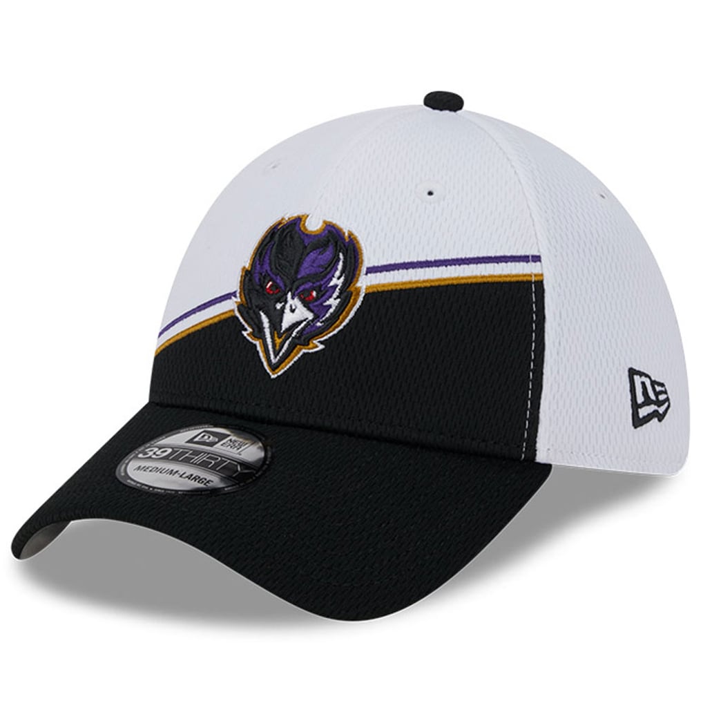  Baltimore Ravens New Era 2023 Sideline 39THIRTY Flex Hat - White/Black