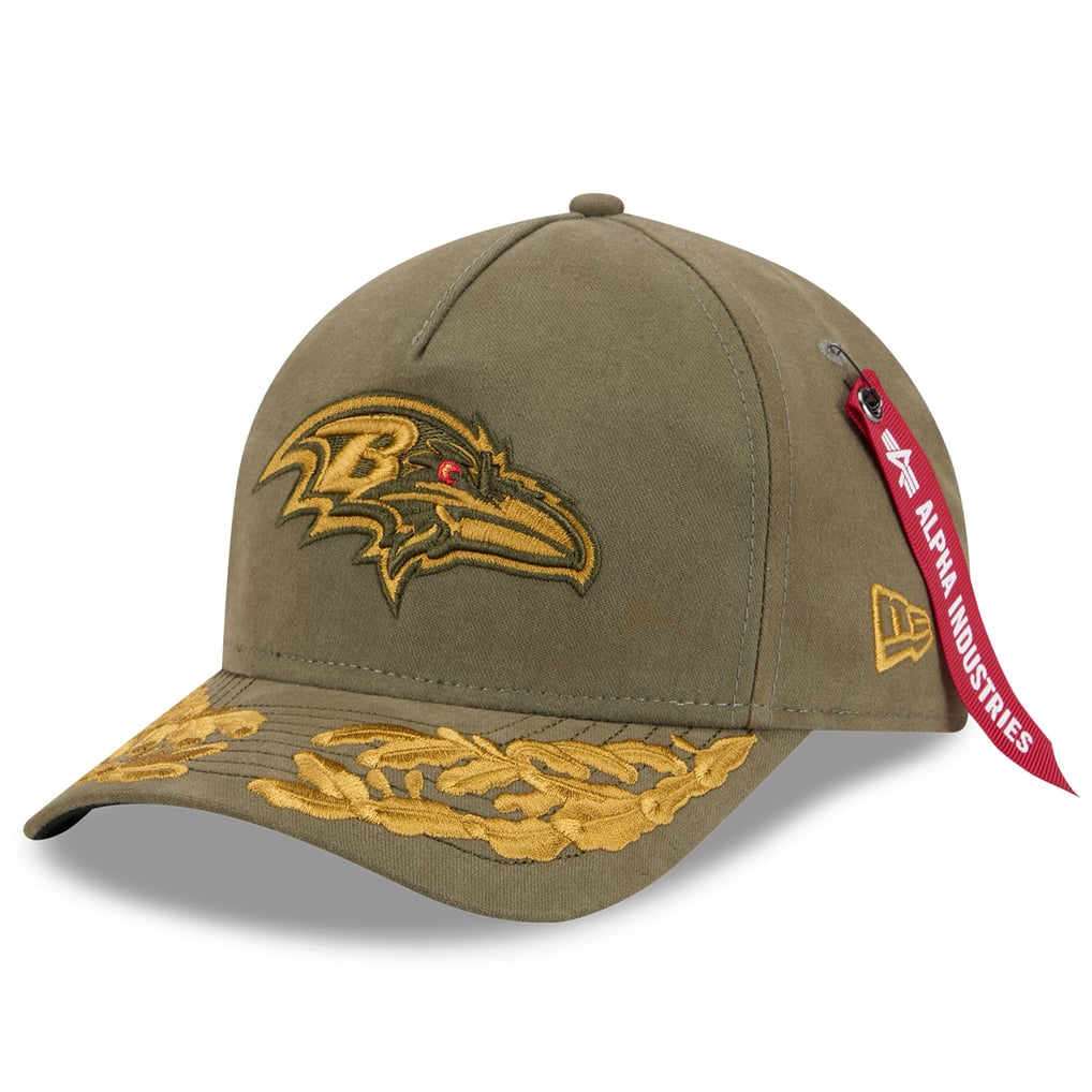  Baltimore Ravens New Era x Alpha Industries A-Frame 9FORTY Adjustable Hat - Olive