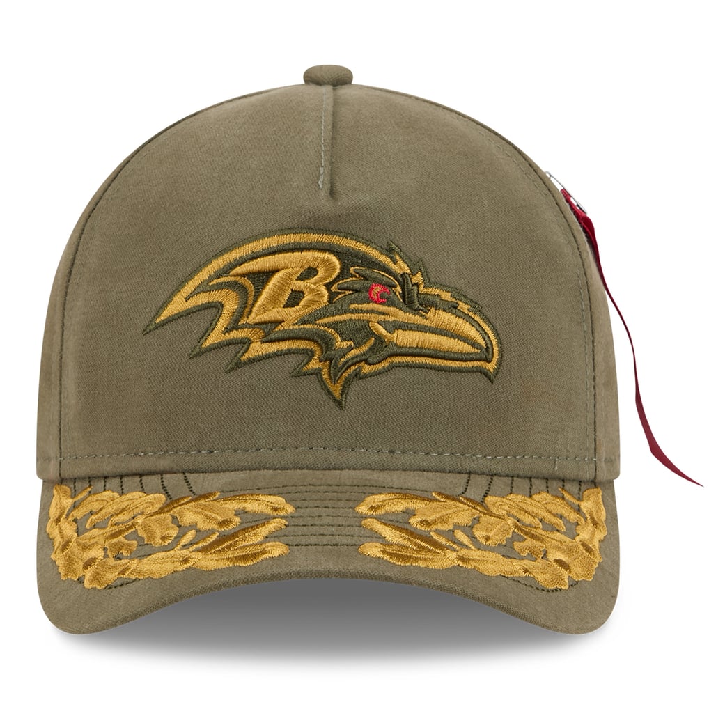  Baltimore Ravens New Era x Alpha Industries A-Frame 9FORTY Adjustable Hat - Olive