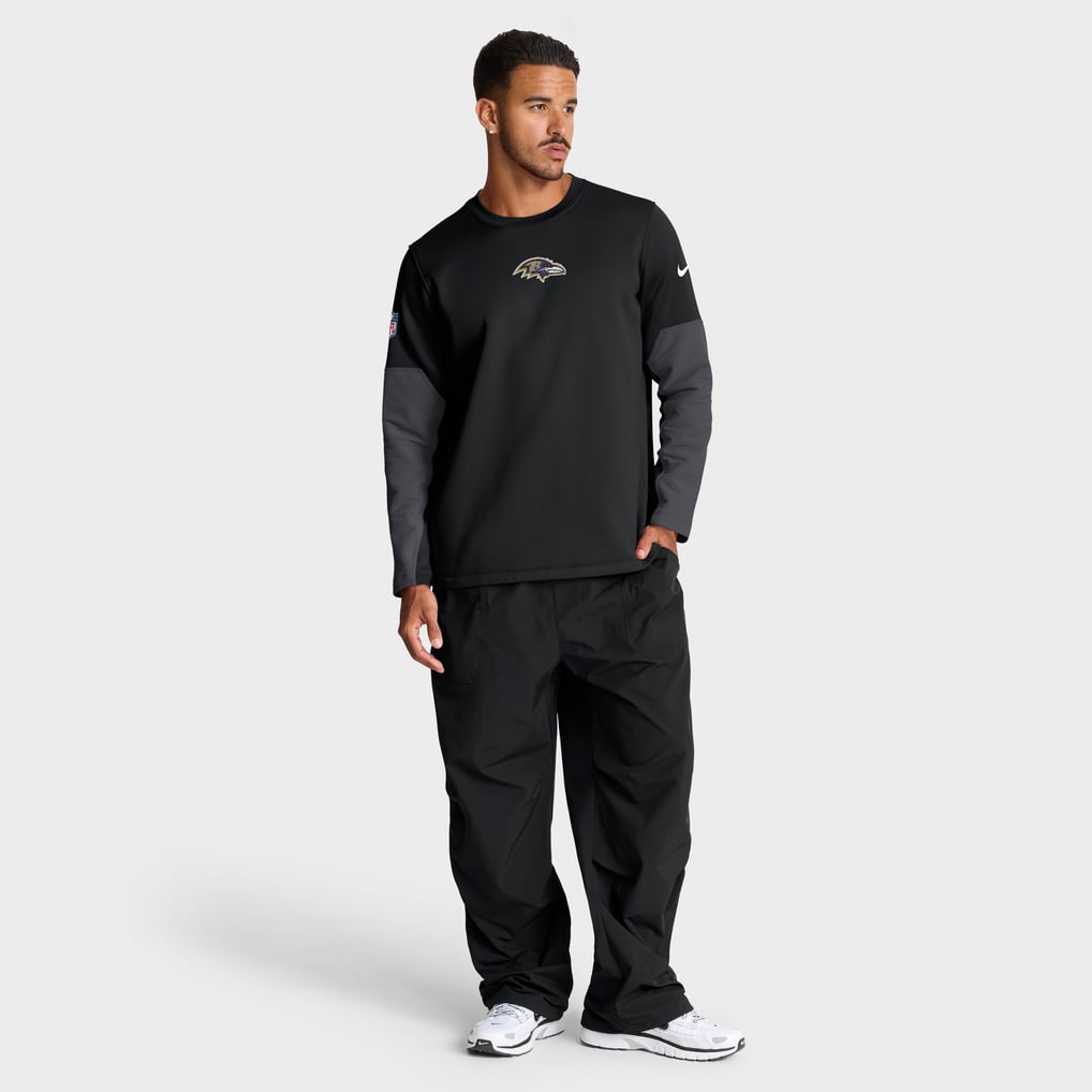 Baltimore Ravens Nike Sideline Coaches Midweight Therma-FIT Crew Pullover - Black