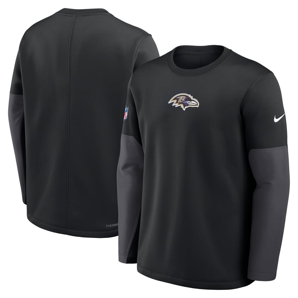 Baltimore Ravens Nike Sideline Coaches Midweight Therma-FIT Crew Pullover - Black