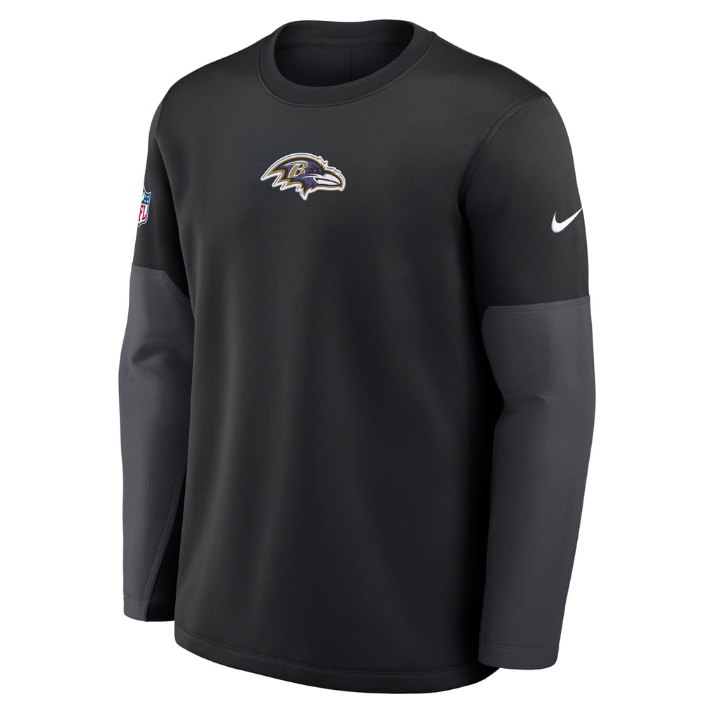 Baltimore Ravens Nike Sideline Coaches Midweight Therma-FIT Crew Pullover - Black