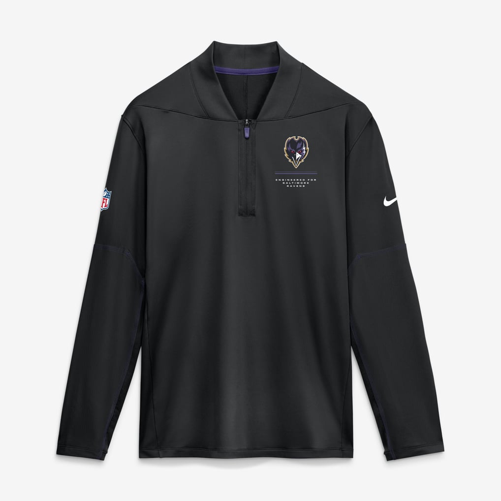 Baltimore Ravens Nike Sideline Logo Glory Midweight Dri-FIT Half-Zip Pullover - Black
