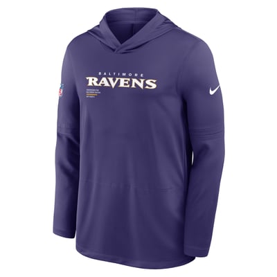 Baltimore Ravens Nike Sideline Pure Fury Performance Long Sleeve Hooded T-Shirt - Purple
