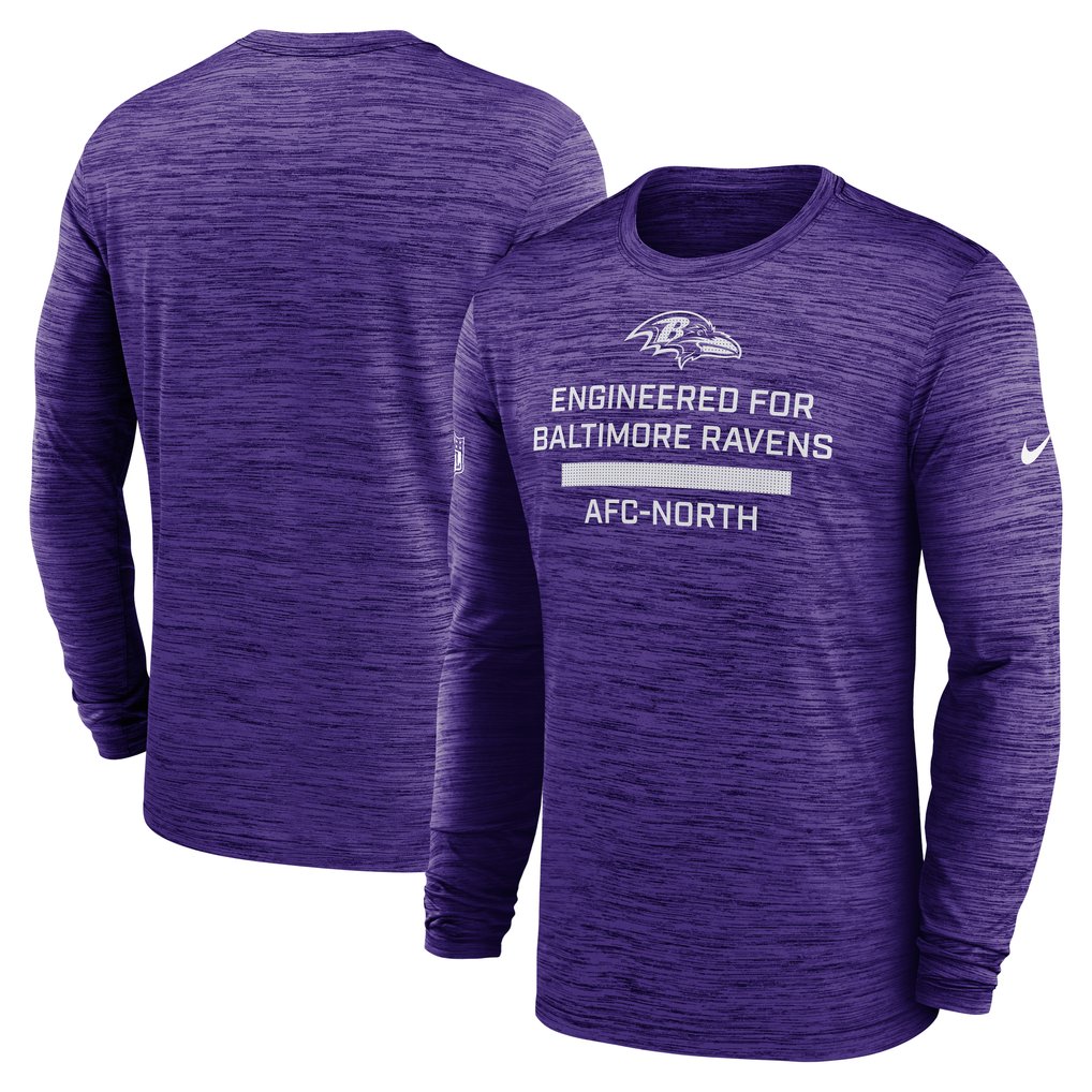 Baltimore Ravens Nike Sideline Velocity Dri-FIT Long Sleeve T-Shirt - Purple