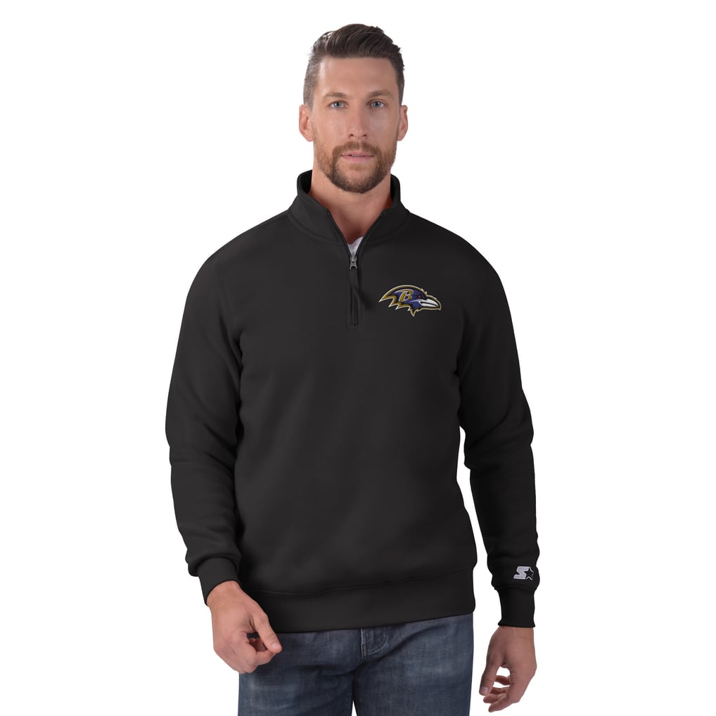 Baltimore Ravens Starter Classic Quarter-Zip Pullover Sweatshirt - Black
