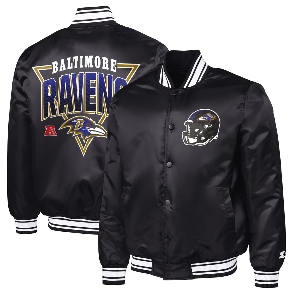  Baltimore Ravens Starter Printed Triangle Graphic Satin Full-Snap Varsity Jacket - Black