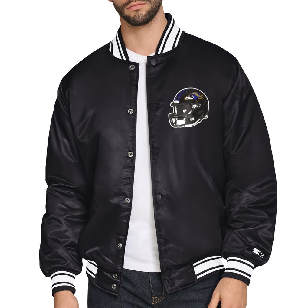  Baltimore Ravens Starter Printed Triangle Graphic Satin Full-Snap Varsity Jacket - Black