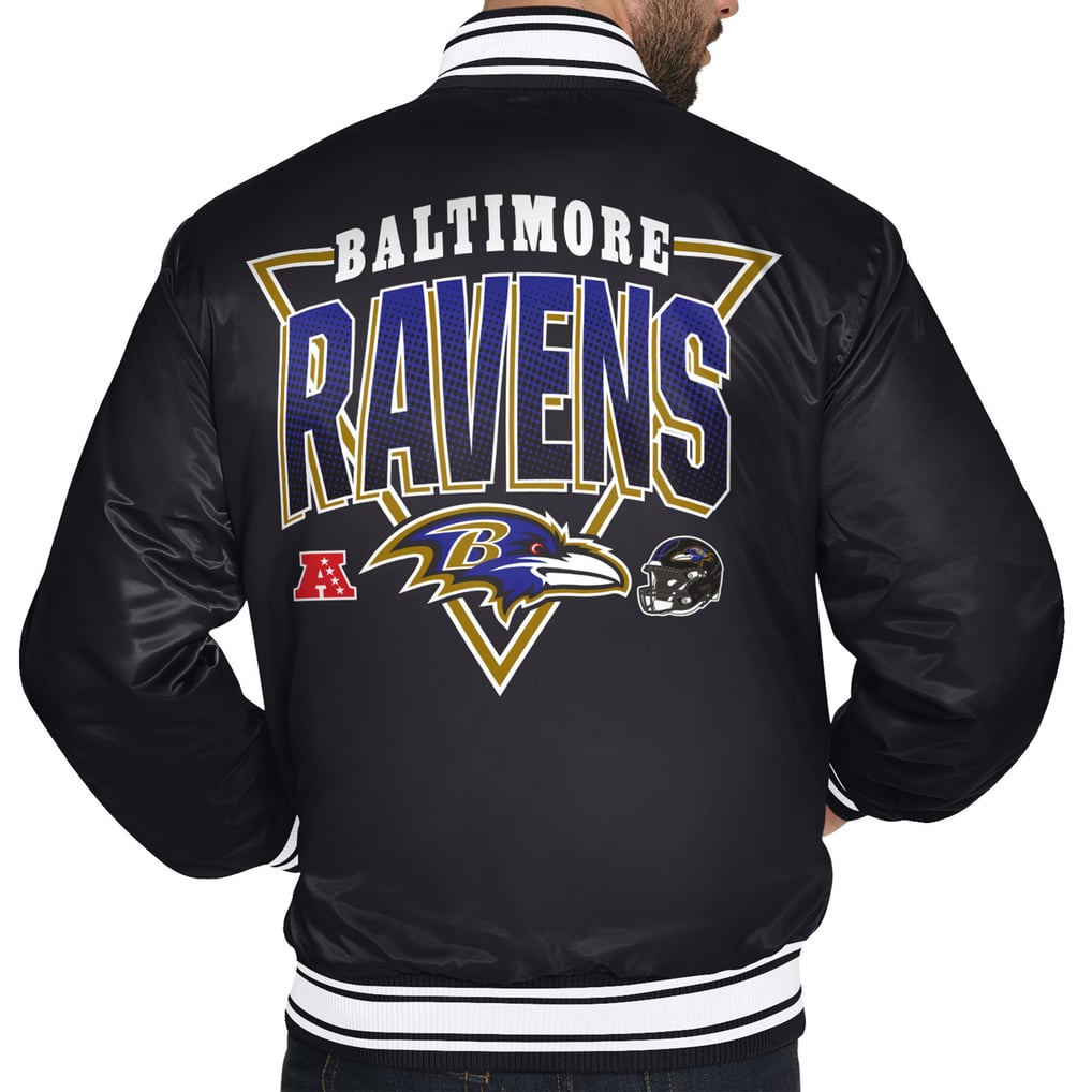  Baltimore Ravens Starter Printed Triangle Graphic Satin Full-Snap Varsity Jacket - Black