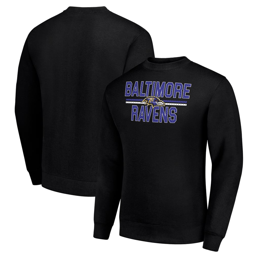 Baltimore Ravens Starter Team Mesh Print Graphic Pullover Sweatshirt - Black