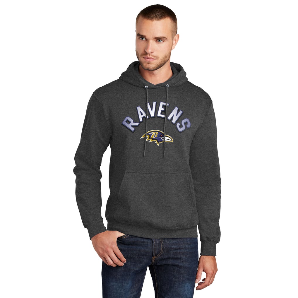  Baltimore Ravens Starter Arch Over Logo Pullover Hoodie - Charcoal