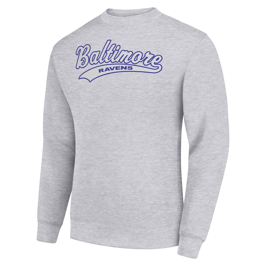 Baltimore Ravens Starter Tailsweep Team Graphic Tri-Blend Fleece Pullover Sweatshirt - Heather Gray