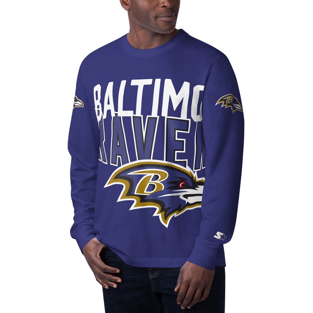 Baltimore Ravens Starter Clutch Hit Long Sleeve T-Shirt - Purple