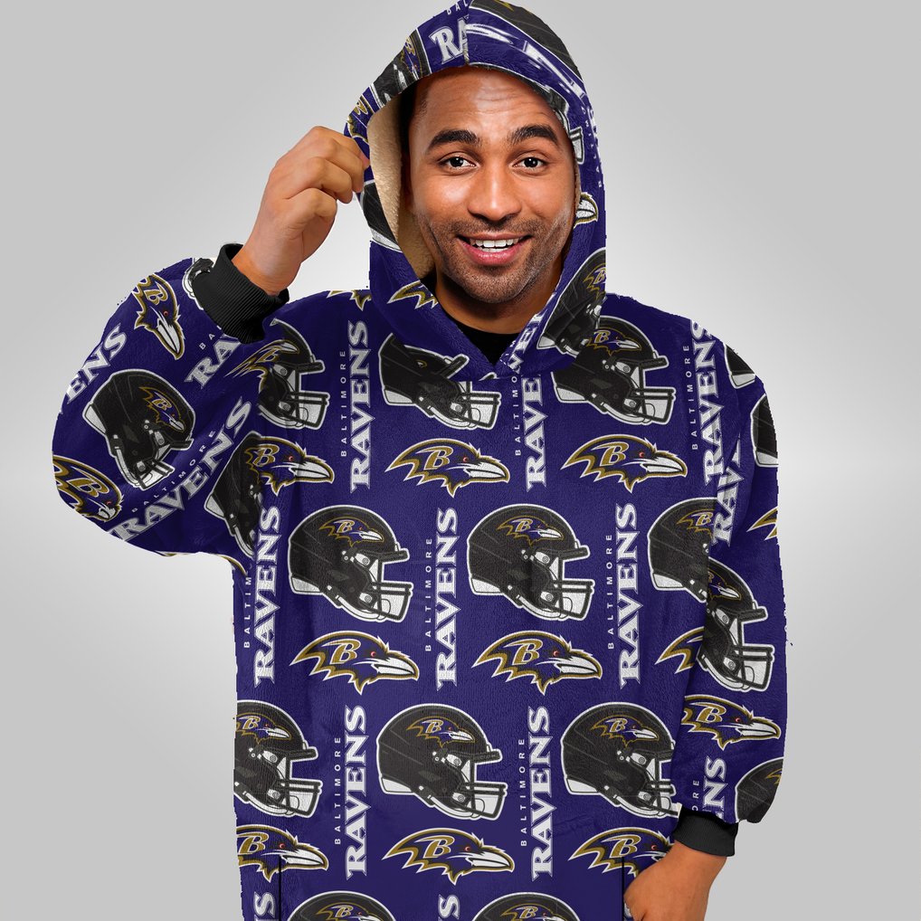 Baltimore Ravens Pegasus Homefield Repeat Logo Wearable Hooded Blanket