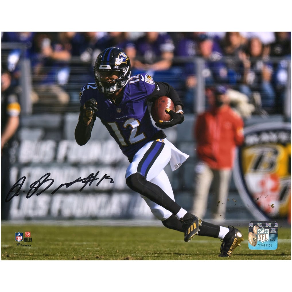 Rashod Bateman Baltimore Ravens Fanatics Authentic Autographed 8" x 10" Purple Jersey Running Photograph