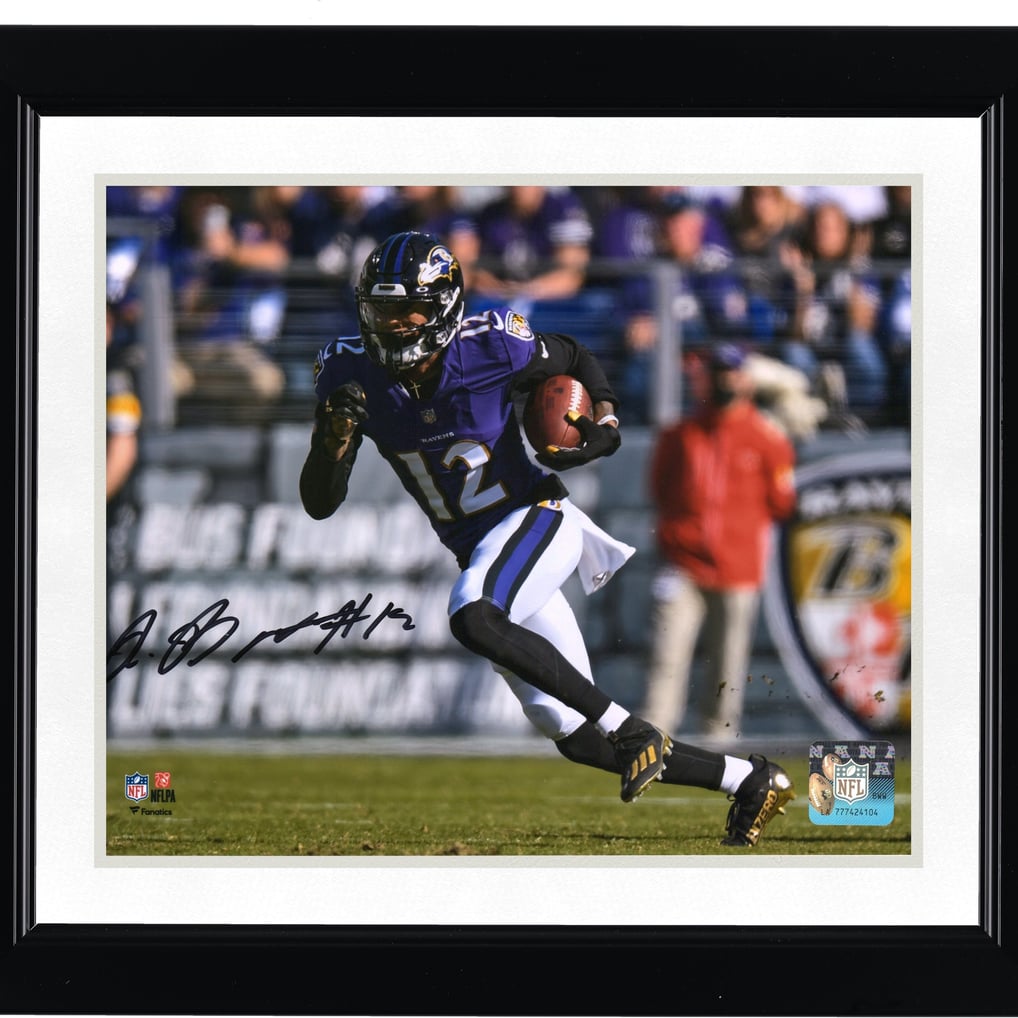 Rashod Bateman Baltimore Ravens Fanatics Authentic Autographed 8" x 10" Purple Jersey Running Photograph