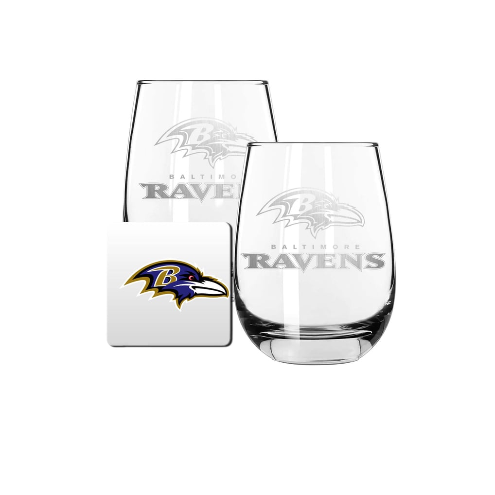 Baltimore Ravens The Memory Company 15oz. Stemless Wine Glass & Coaster Set