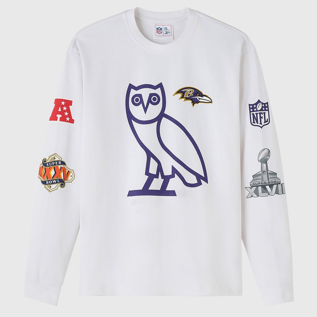 Baltimore Ravens OVO x NFL Unisex Long Sleeve T-Shirt - White