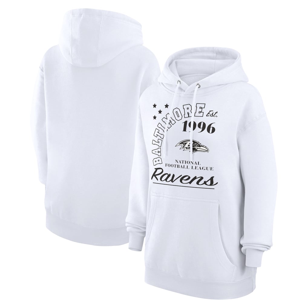  Baltimore Ravens Starter Unisex Arch Team Fleece Pullover Hoodie - White