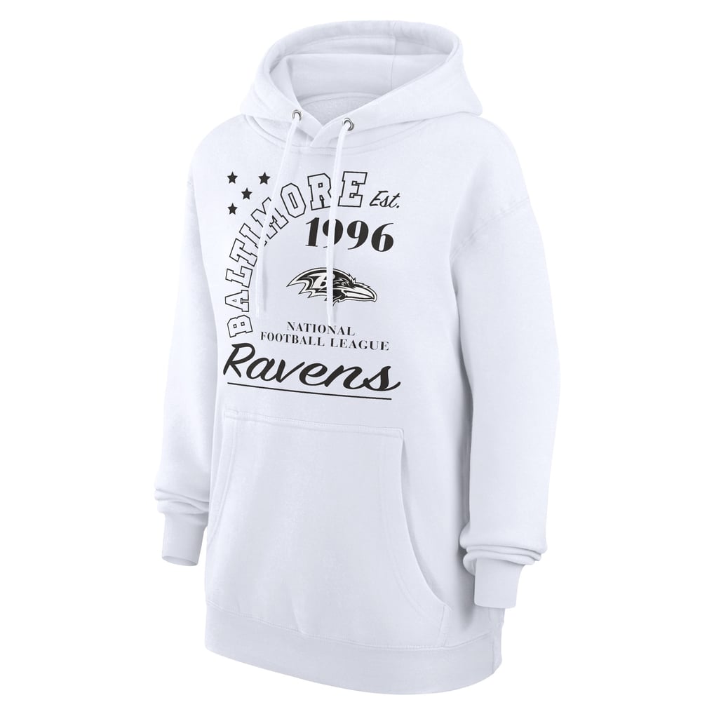  Baltimore Ravens Starter Unisex Arch Team Fleece Pullover Hoodie - White