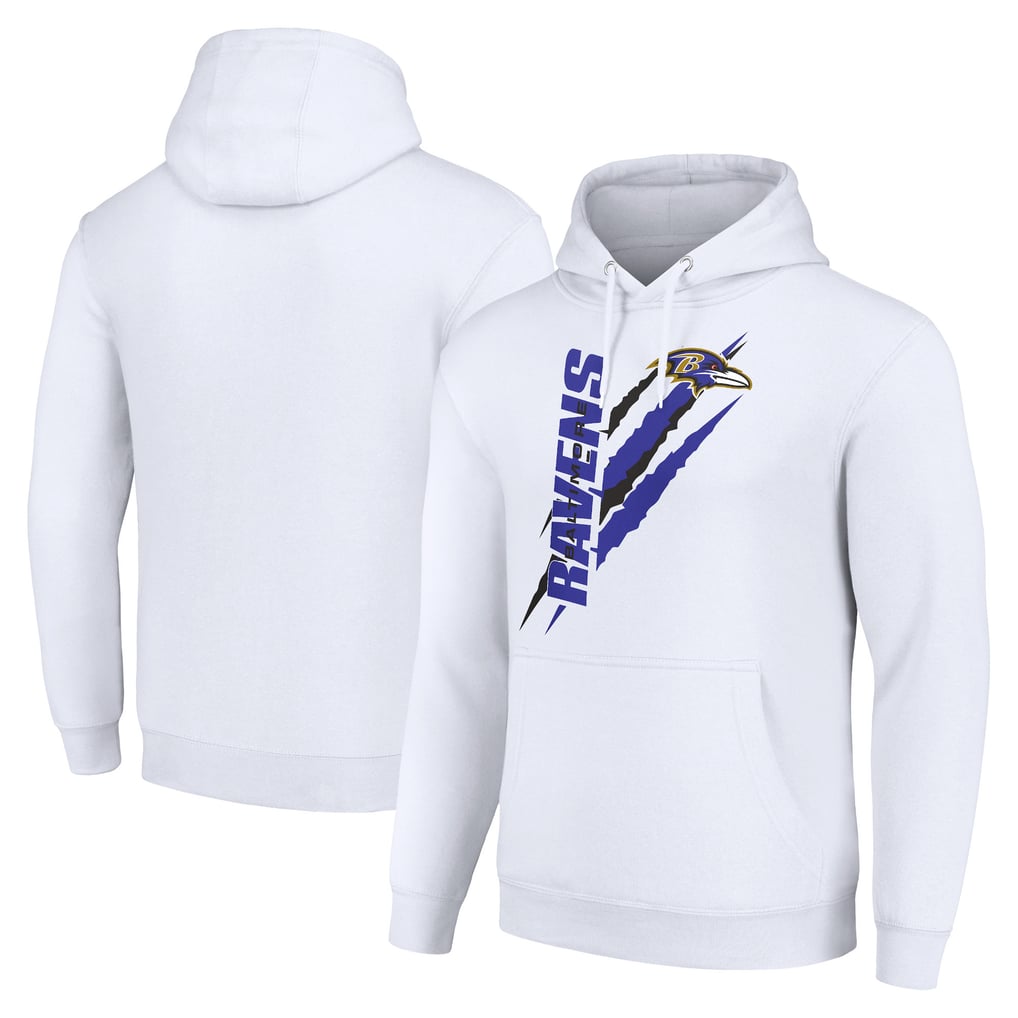 Baltimore Ravens Starter Unisex Color Scratch Fleece Pullover Hoodie - White