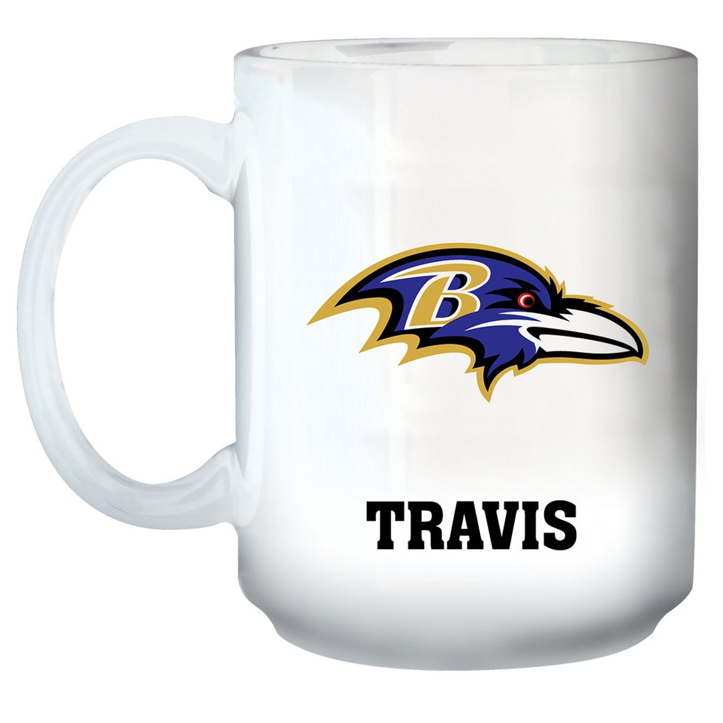 Baltimore Ravens 15oz. Personalized Mug - White