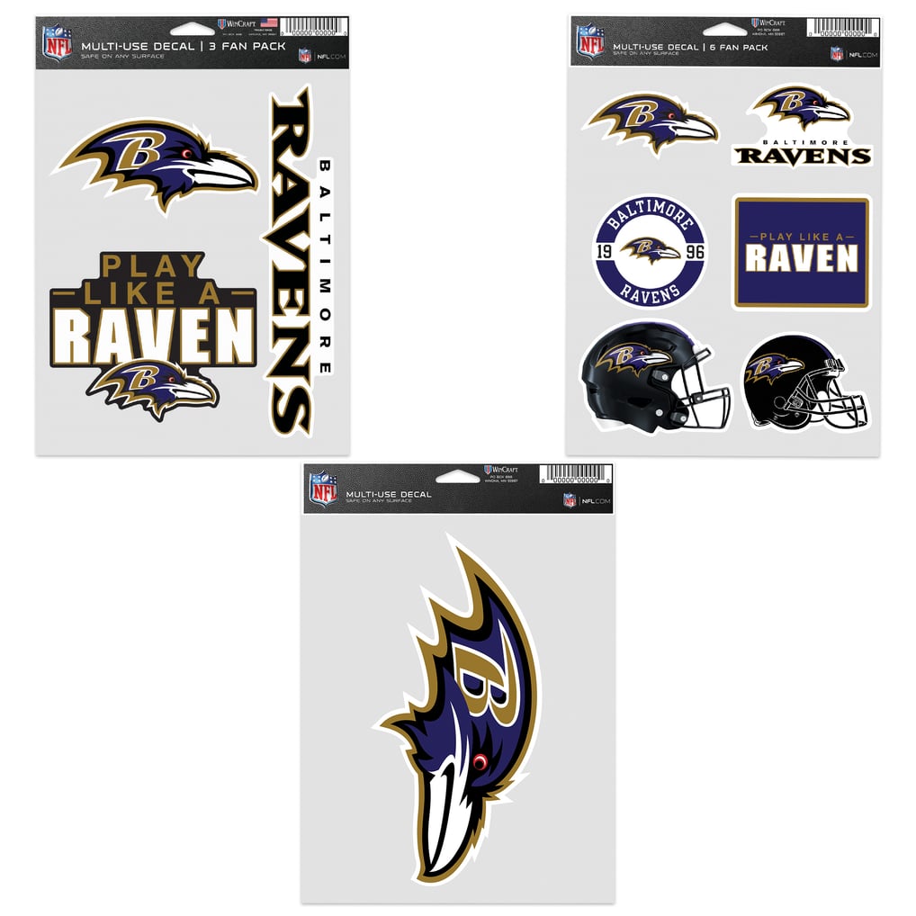 Baltimore Ravens WinCraft Three-Pack Fan Decal Set