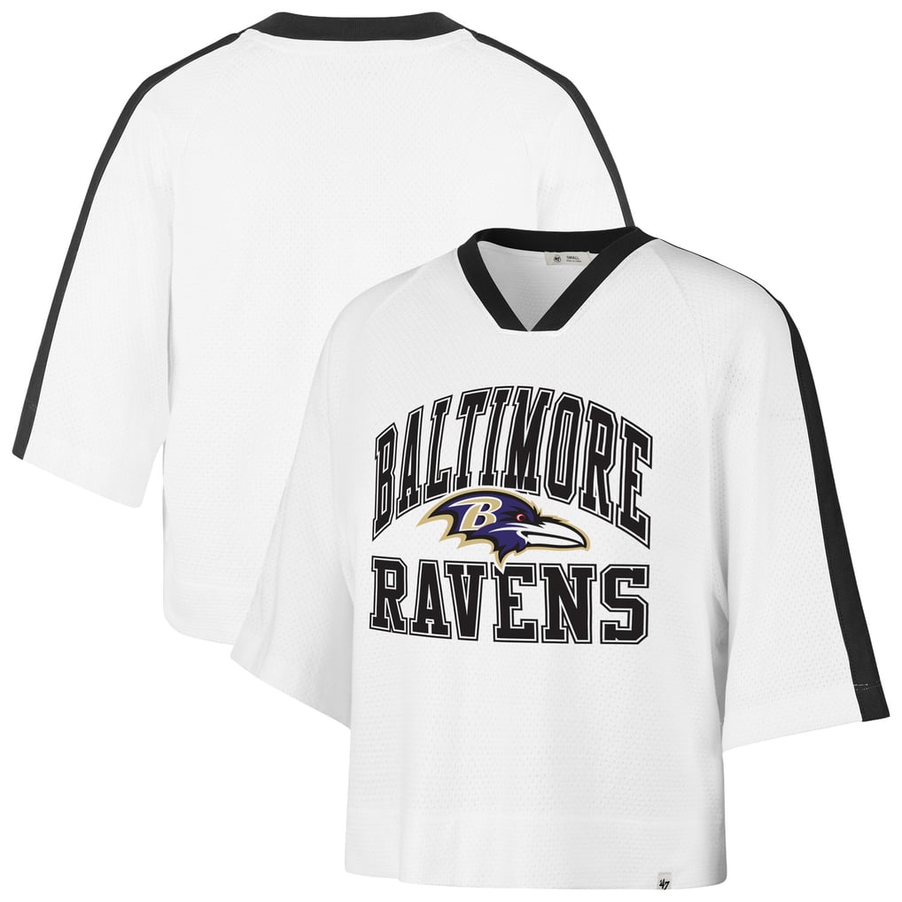 Baltimore Ravens '47 Women's Big Overarch Drop Needle Raglan V-Neck T-Shirt - White